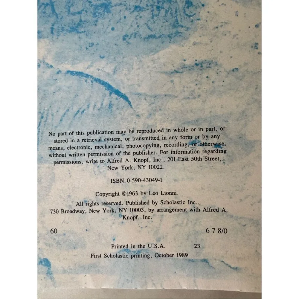 Leo Lionni swimming children’s fiction book ocean story